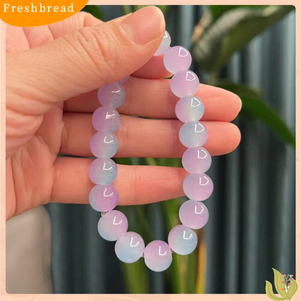 &lt; Freshbread &gt; Beads Bracelet Warna Kontras Tali Elastis Buatan Tangan Memoles Manik-Manik Kristal Imitasi Gelang Aksesoris Perhiasan