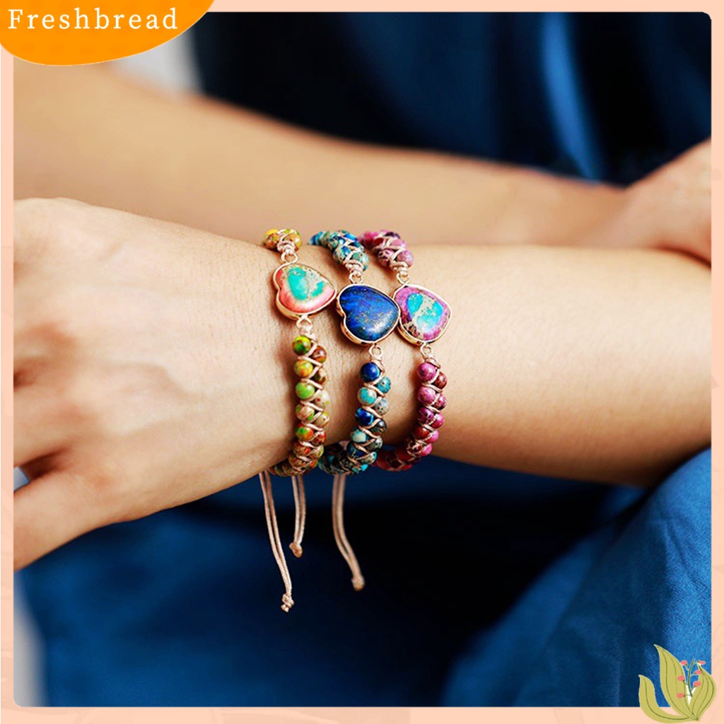 &lt; Freshbread &gt; Gelang Manik-Manik Adjustable Berbentuk Hati Manik-Manik Dua Lapis Buatan Tangan Hias Kepribadian Wanita Perhiasan Hadiah Gelang Tenun Untuk Kehidupan Sehari-Hari