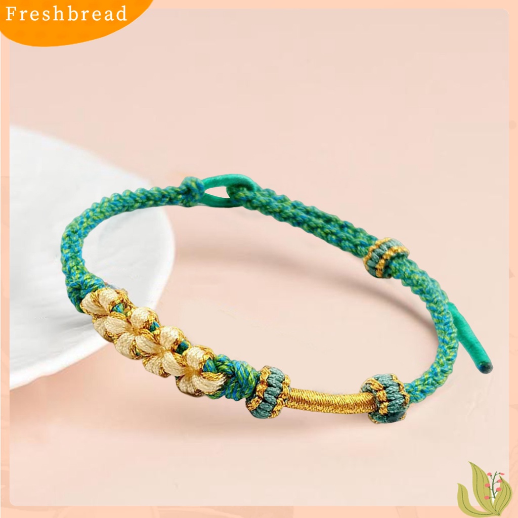 &lt; Freshbread &gt; Wanita Gelang Warna-Warni Peach Bunga Simpul Dikepang Adjustable Hias DIY Liontin Empat-Helai Tali Wanita Tangan Tali Pesona Perhiasan Hadiah Valentine