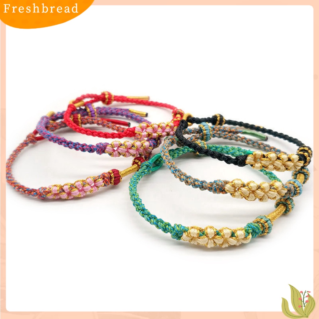 &lt; Freshbread &gt; Wanita Gelang Warna-Warni Peach Bunga Simpul Dikepang Adjustable Hias DIY Liontin Empat-Helai Tali Wanita Tangan Tali Pesona Perhiasan Hadiah Valentine