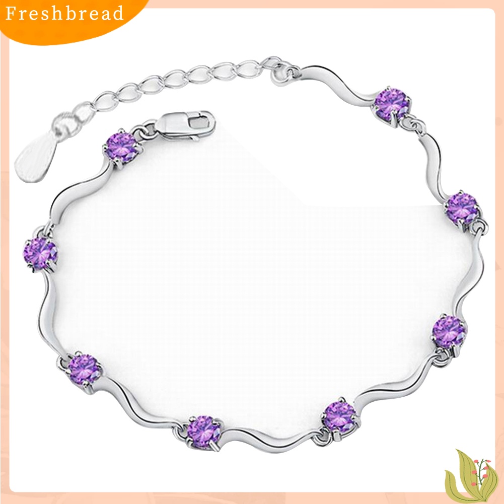 &lt; Freshbread &gt; Wanita Fashion Gelang Zirkon Hias Pesona Perhiasan Adjustable Bangle Pesta Hadiah