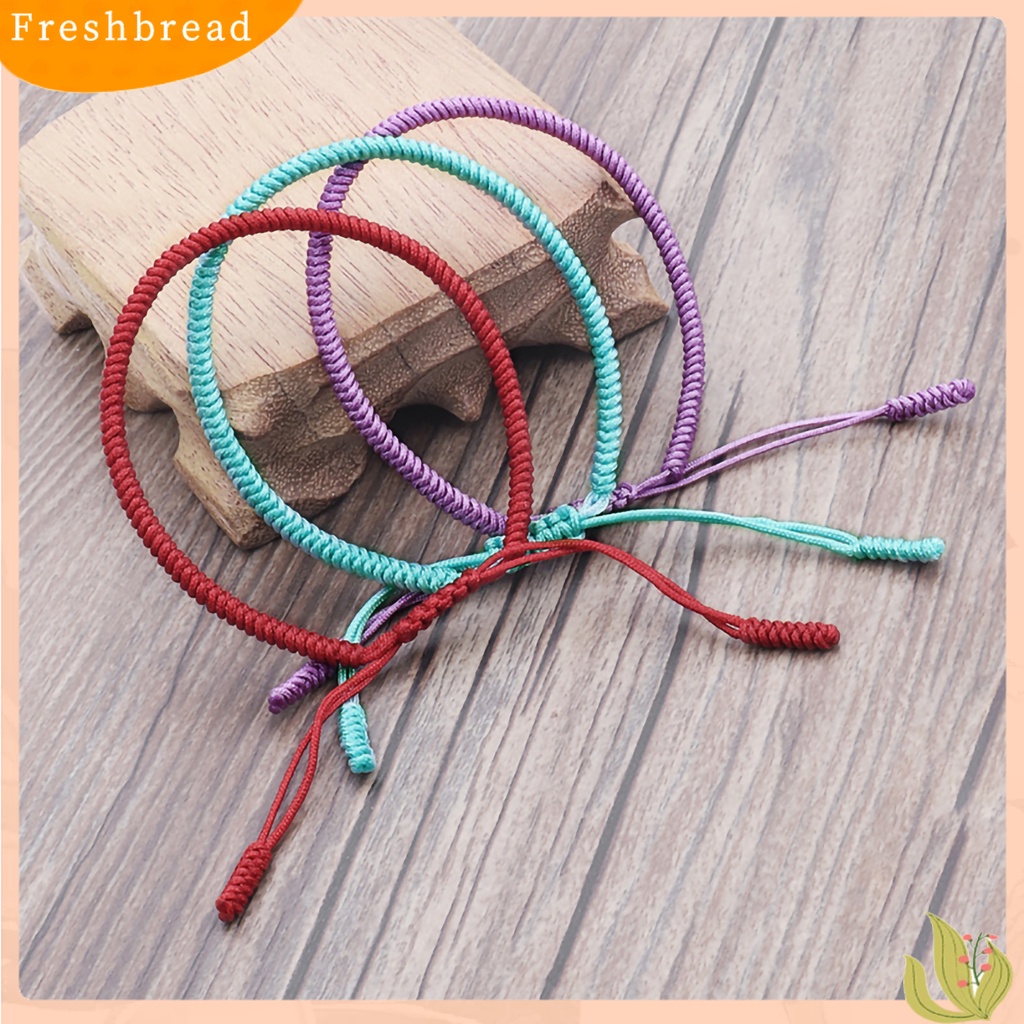 &lt; Freshbread &gt; Gelang Unisex Warna Solid Handmade Tali Kepang Perhiasan Bangle Keberuntungan Untuk Pesta