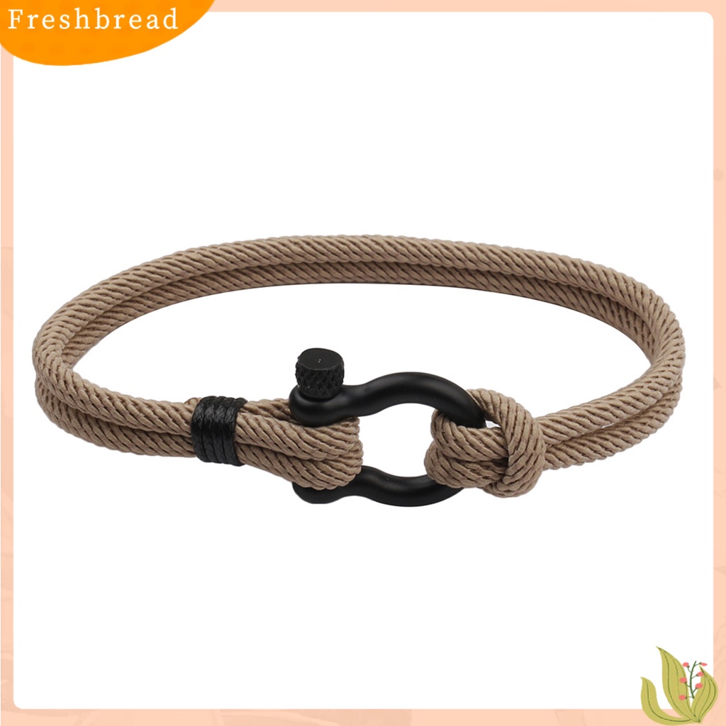 &lt; Freshbread &gt; Couple Gelang Kepribadian Handmade Geometris Baja Titanium Tapal Kuda Bentuk Gesper Braided Bracelet Perhiasan Aksesori