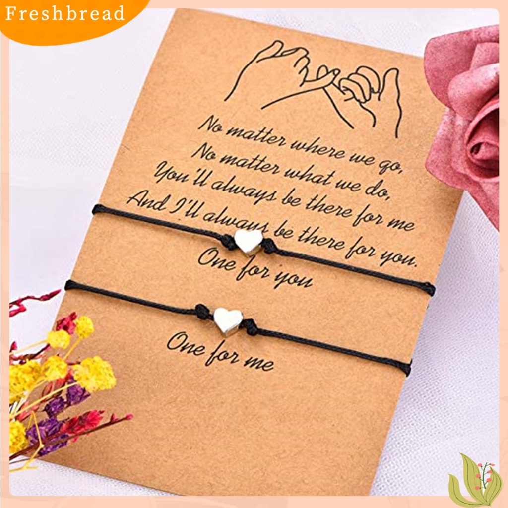 &lt; Freshbread &gt; Set Hadiah Gelang Pecinta Kartu Berkah Rajut Benang Lilin Berbentuk Hati Sederhana