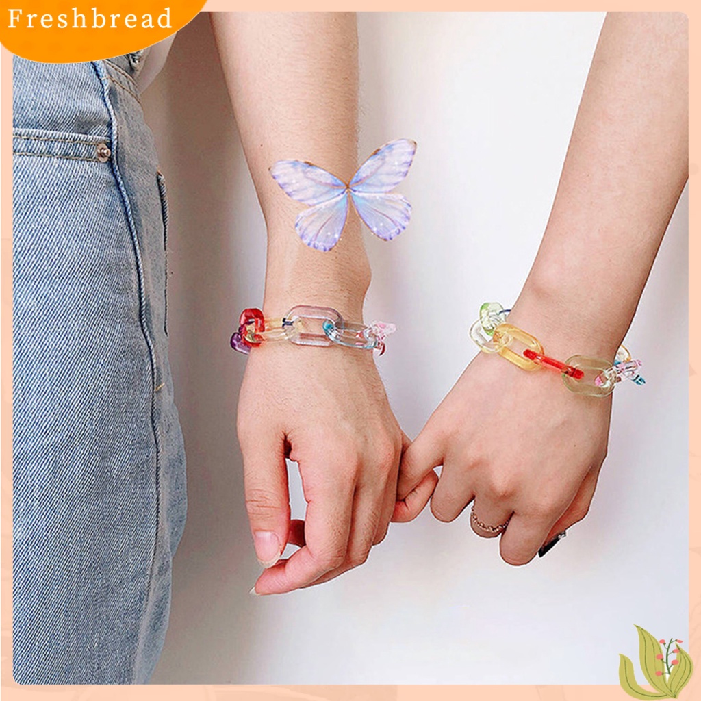 &lt; Freshbread &gt; Gelang Gadis Warna Pelangi Resin Manset Link Resin Tangan Rantai Perhiasan Fashion