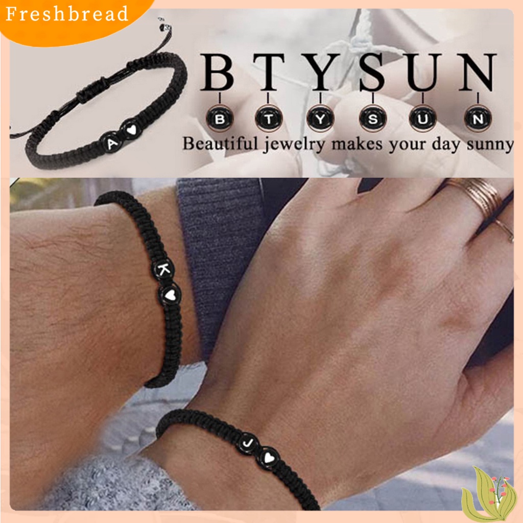 &lt; Freshbread &gt; Gelang Tali Dikepang Adjustable Slip-on Handmadeed Waterproof Alphabet Bracelet Properti Foto