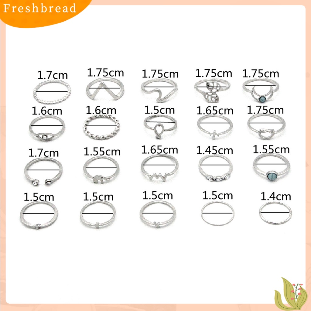 &lt; Freshbread &gt; 20Pcs/Set Fashion Cincin Bohemia Hias Berlian Imitasi Daun Gajah Buku Jari Cincin Perhiasan Aksesoris