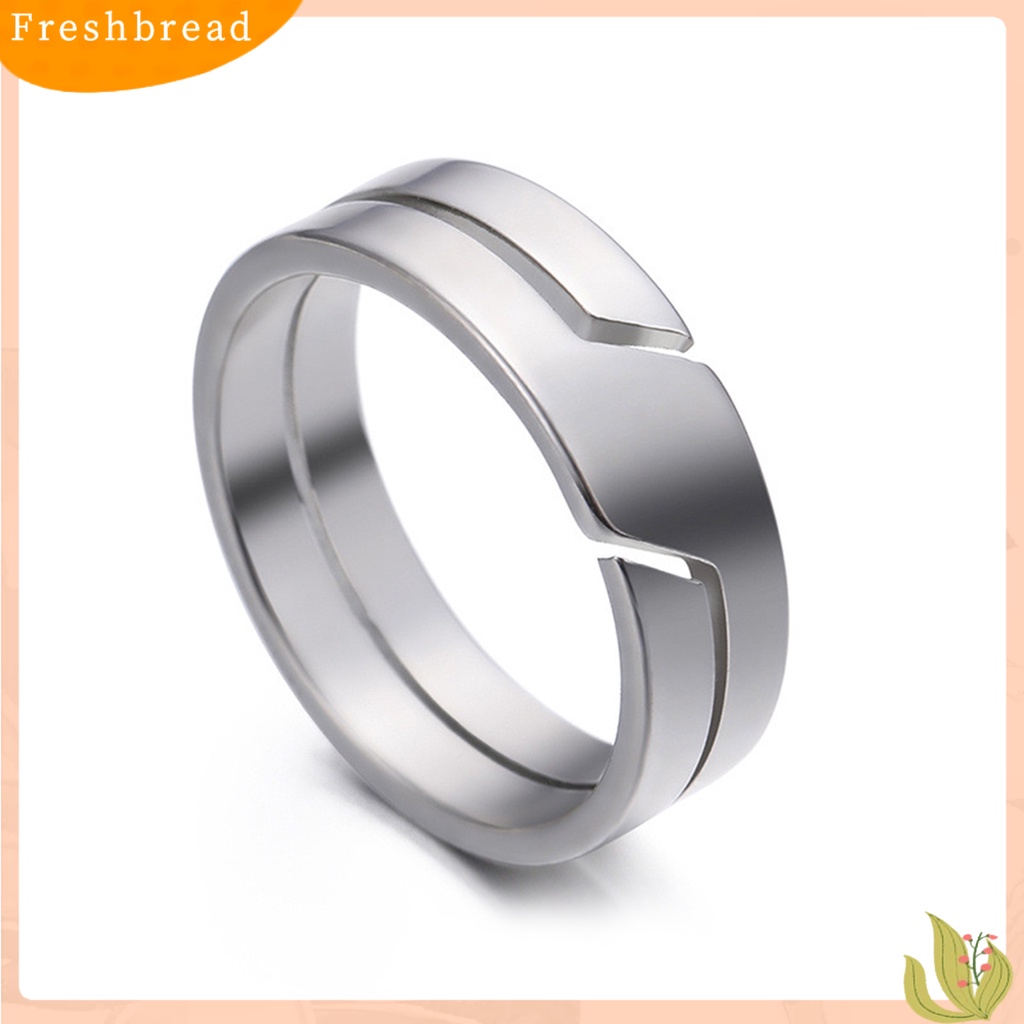 &lt; Freshbread &gt; Cincin Couple Klasik Geometri Glossy Hias Semua Pertandingan Hadiah Perhiasan Stainless Steel Pria Wanita Kepribadian Pola Garis Pertunangan Jari Cincin Untuk Pakaian Sehari-Hari