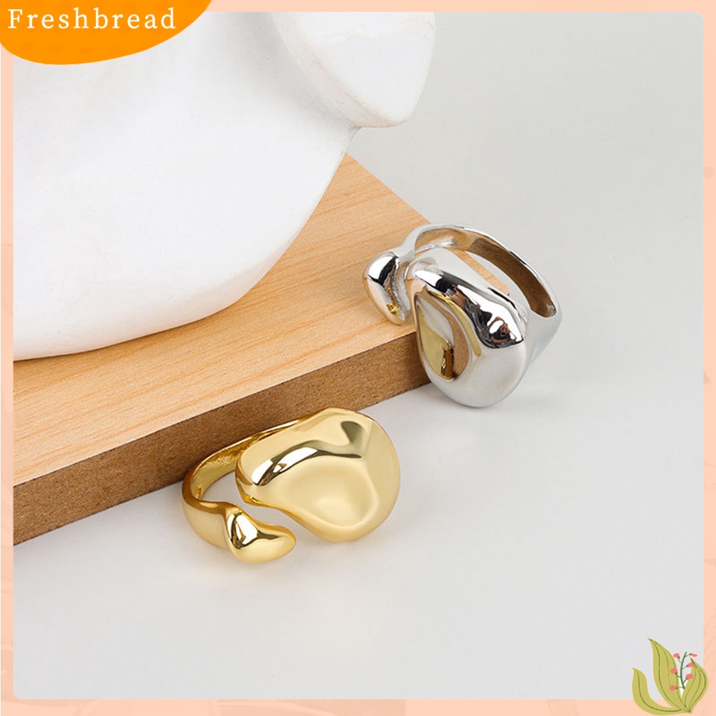 &lt; Freshbread &gt; Knuckle Ring Adjustable Electroplating High Gloss Geometris Menawan Dekorasi Hypoallergenic Lebar Tidak Teratur Terbuka Cincin Perhiasan Aksesoris