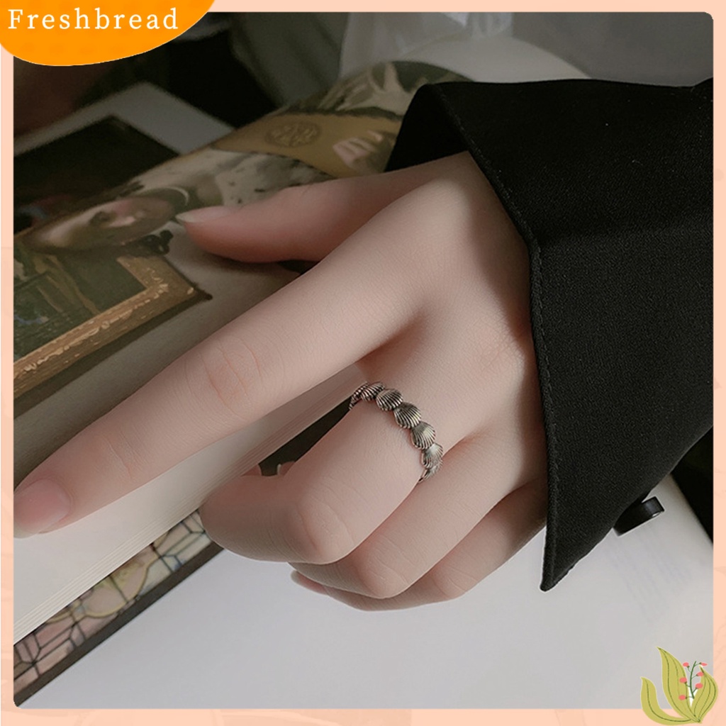 &lt; Freshbread &gt; Wanita Cincin Vintage Pembukaan Yang Dapat Disesuaikan Tidak Luntur Pengerjaan Halus Dekoratif Hypoallergenic Dipoles Kerang Terbuka Cincin Perhiasan Fashion