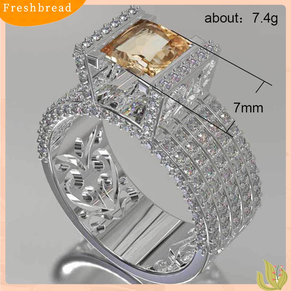 &lt; Freshbread &gt; Fashion Wanita Berongga Kerawang Zirkon Berlian Imitasi Jari Cincin Pengantin Perhiasan Hadiah