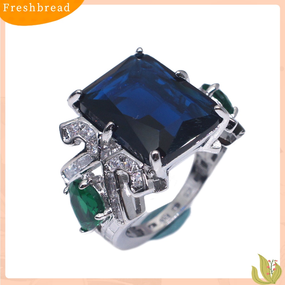 &lt; Freshbread &gt; Mewah Persegi Besar Faux Topaz Wanita Jari Cincin Pesta Perjamuan Perhiasan Dekorasi