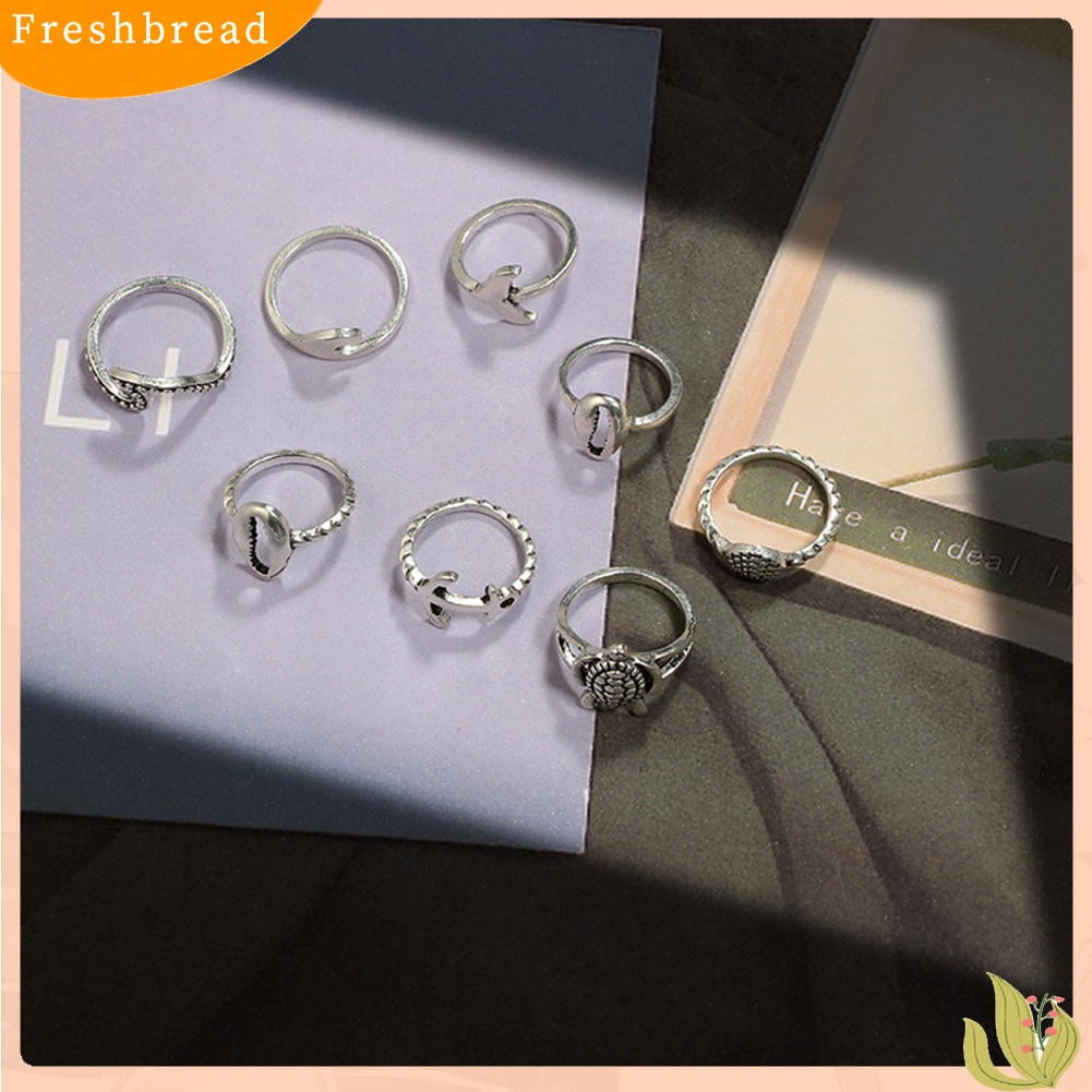 &lt; Freshbread &gt; 8Pcs/Set Wanita Fashion Boho Turtle Knuckle Ring Charming Gift Set Susun