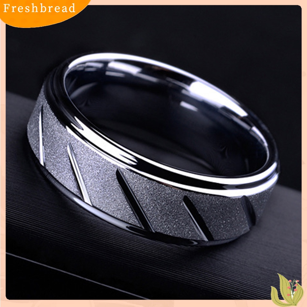 &lt; Freshbread &gt; Pria Fashion Matte Geometris Band Jari Cincin Pernikahan Pertunangan Perhiasan Hadiah