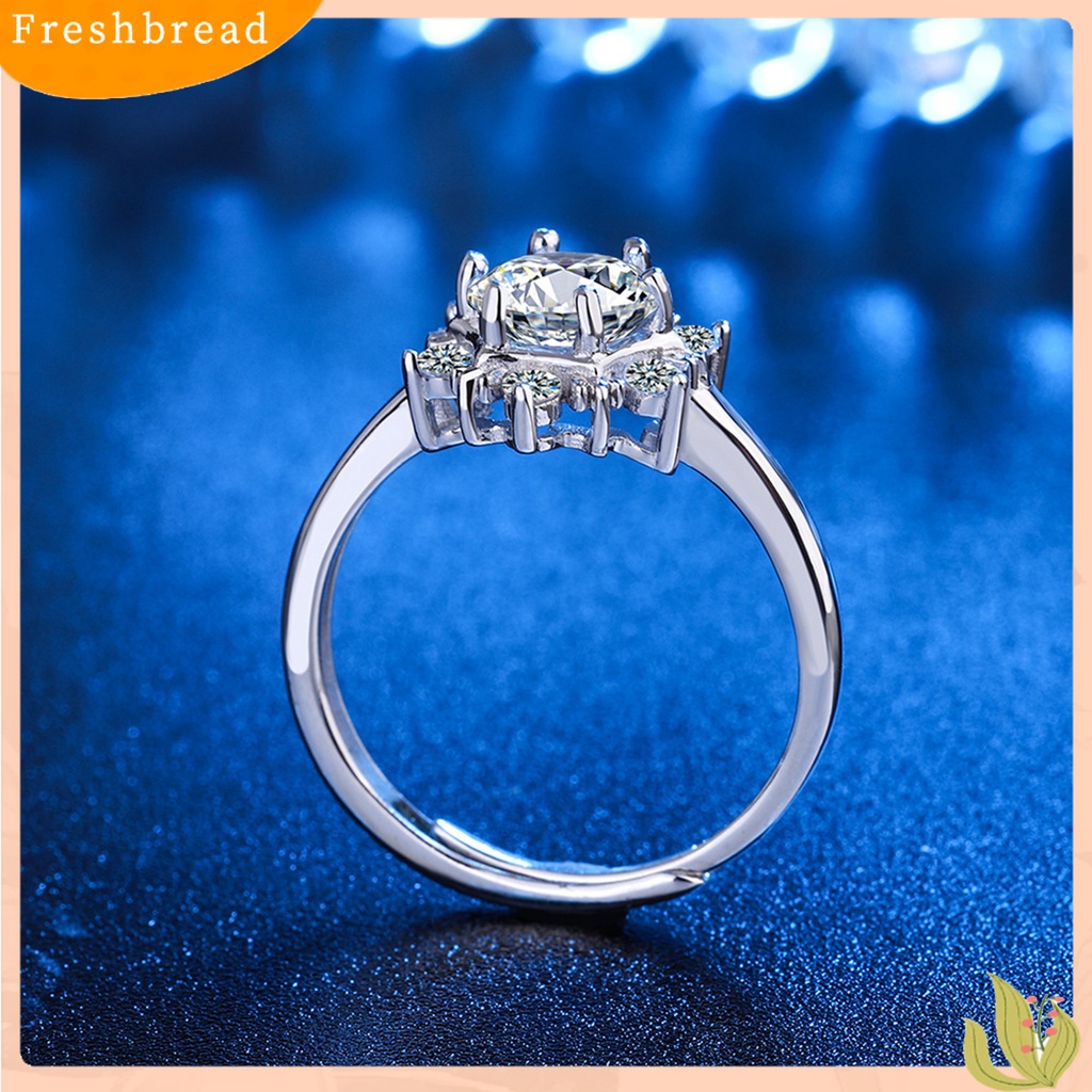 &lt; Freshbread &gt; Cubic Zirconia Cincin Berlian Imitasi Mengkilap Inlay Snowflake Open Ring Elegan Dekorasi Tembaga Perhiasan Wanita Jari Cincin Perjamuan Aksesoris Perhiasan Hadiah