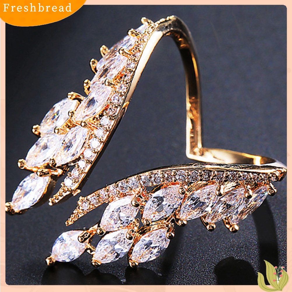 &lt; Freshbread &gt; Fashion Wanita Cubic Zirconia Bertatahkan Cincin Jari Terbuka Adjustable Perhiasan Hadiah