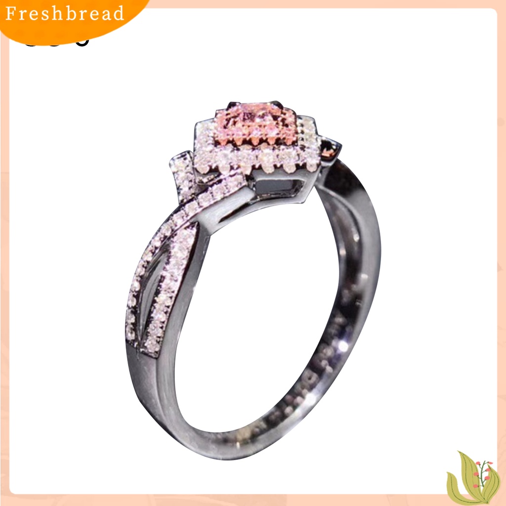 &lt; Freshbread &gt; Cincin Persegi Cubic Zirconia All-Matched Alloy Pengantin Wanita Pernikahan Berlian Imitasi Finger Band Untuk Wanita