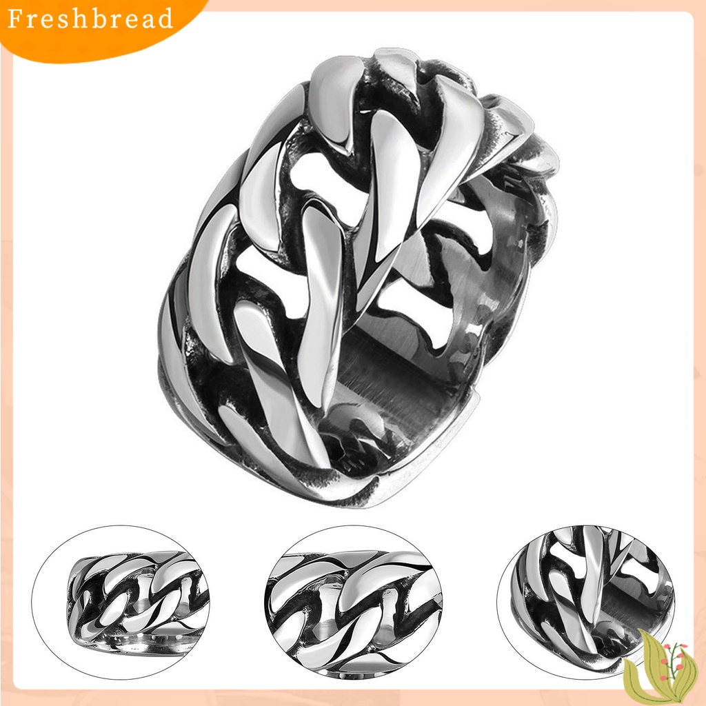 &lt; Freshbread &gt; Cincin Pria Perhiasan Rantai Geometris Electroplated Tahan Lama Ring Untuk Pacaran