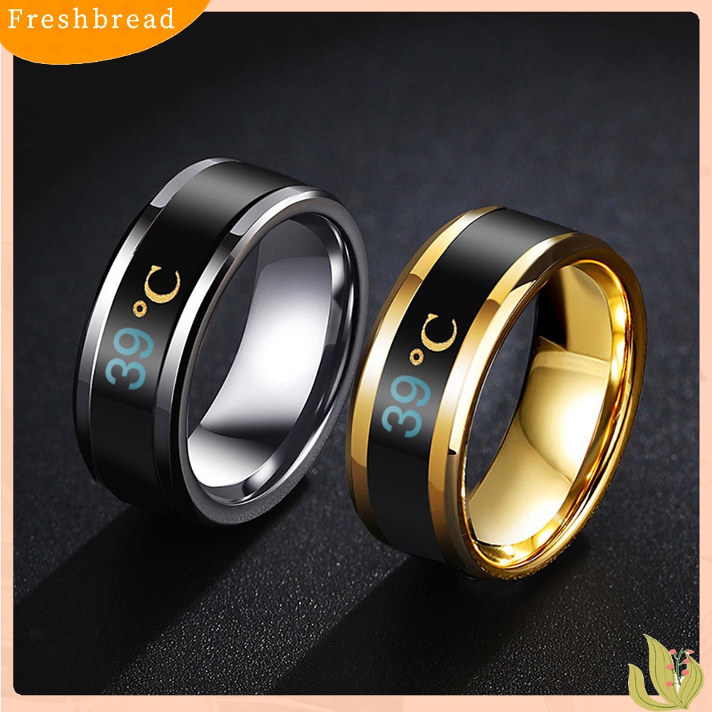 &lt; Freshbread &gt; Chic Sensor Suhu Stainless Steel Unisex Jari Cincin Perhiasan Hadiah Pasangan