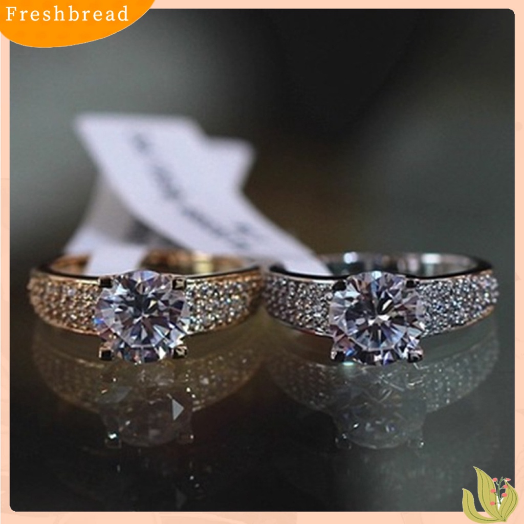 &lt; Freshbread &gt; Zirkon Cincin Pengerjaan Indah Bersinar Geometris Poles Mempesona Tahan Lama Aksesori Perhiasan Lady Janji Pernikahan Band Cincin Wanita Perhiasan