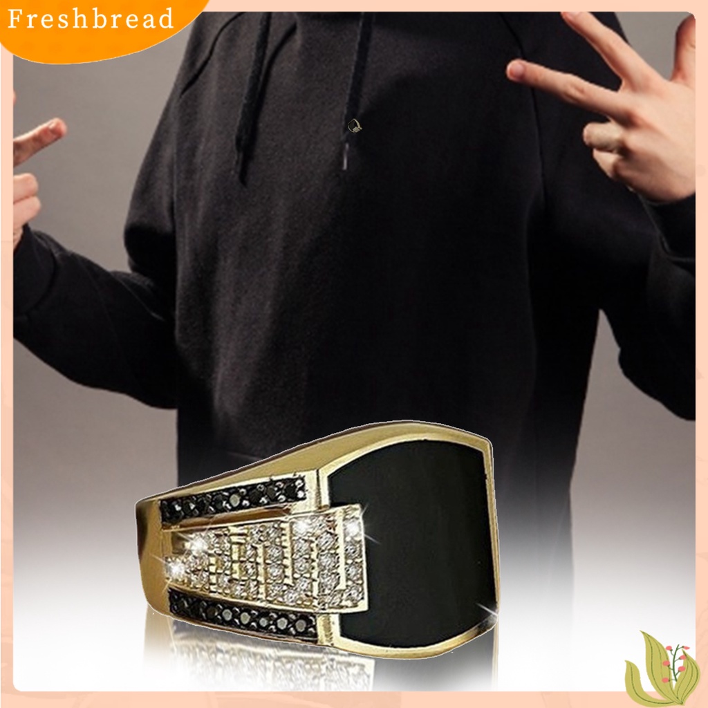 &lt; Freshbread &gt; Cincin Alloy Berlian Hitam Perhiasan Hadiah Alloy Natural Gemstone Wedding Ring Untuk Pesta