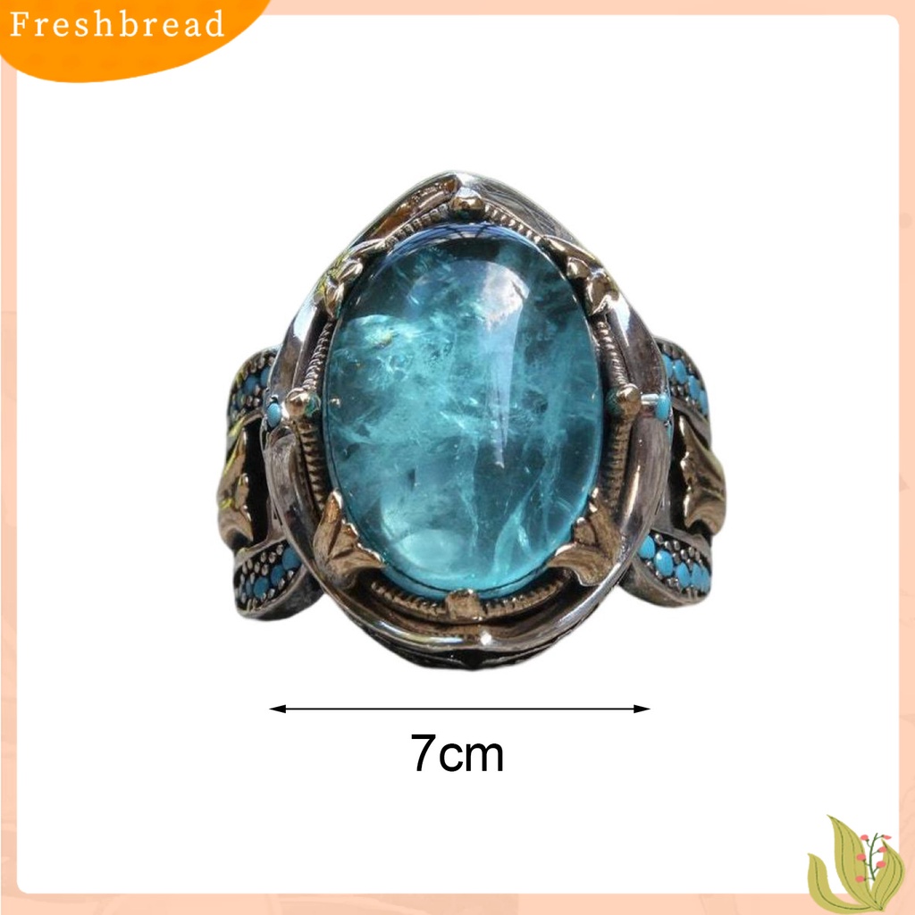 &lt; Freshbread &gt; Cincin Laki-Laki Gaya Eropa Dan Amerika Kepribadian Tangan Ukiran Vintage Hias Batu Biru Cincin Pernikahan Aksesori Perhiasan