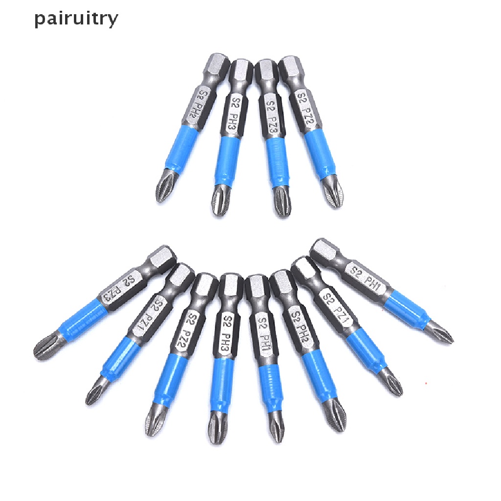 Prt 12pcs Mata Obeng Listrik Anti Slip Hex Shank PH 50mm Single Side Drills PRT