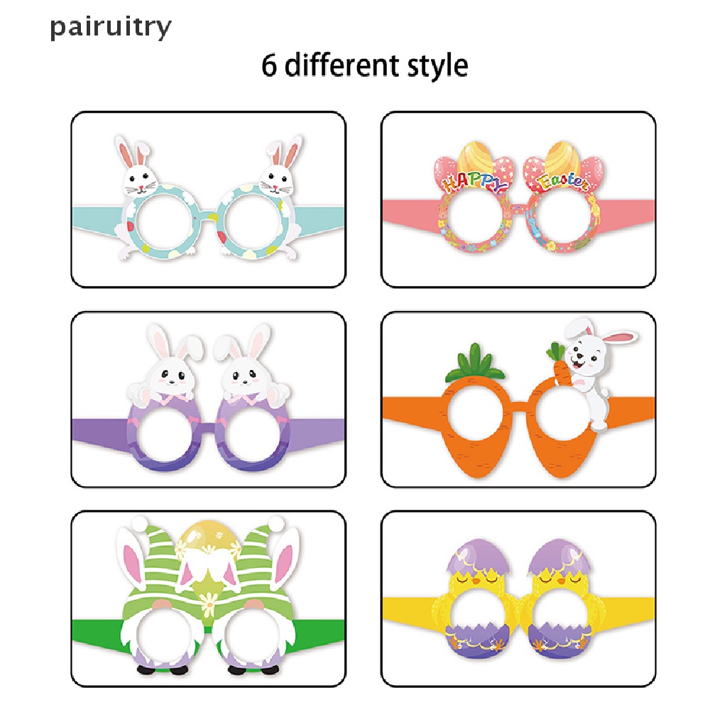 Prt 6Pcs/Pack Easter Fun Glasses Frame Dekorasi Pesta Paskah Gelas Kertas PRT