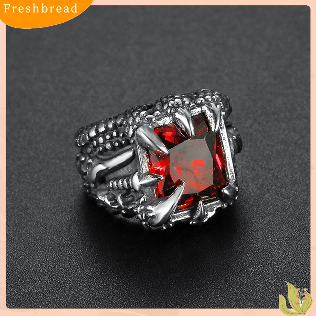 < Freshbread > Pria Vintage Naga Bentuk Cakar Cubic Zirconia Hias Cincin Pesta Prop Perhiasan