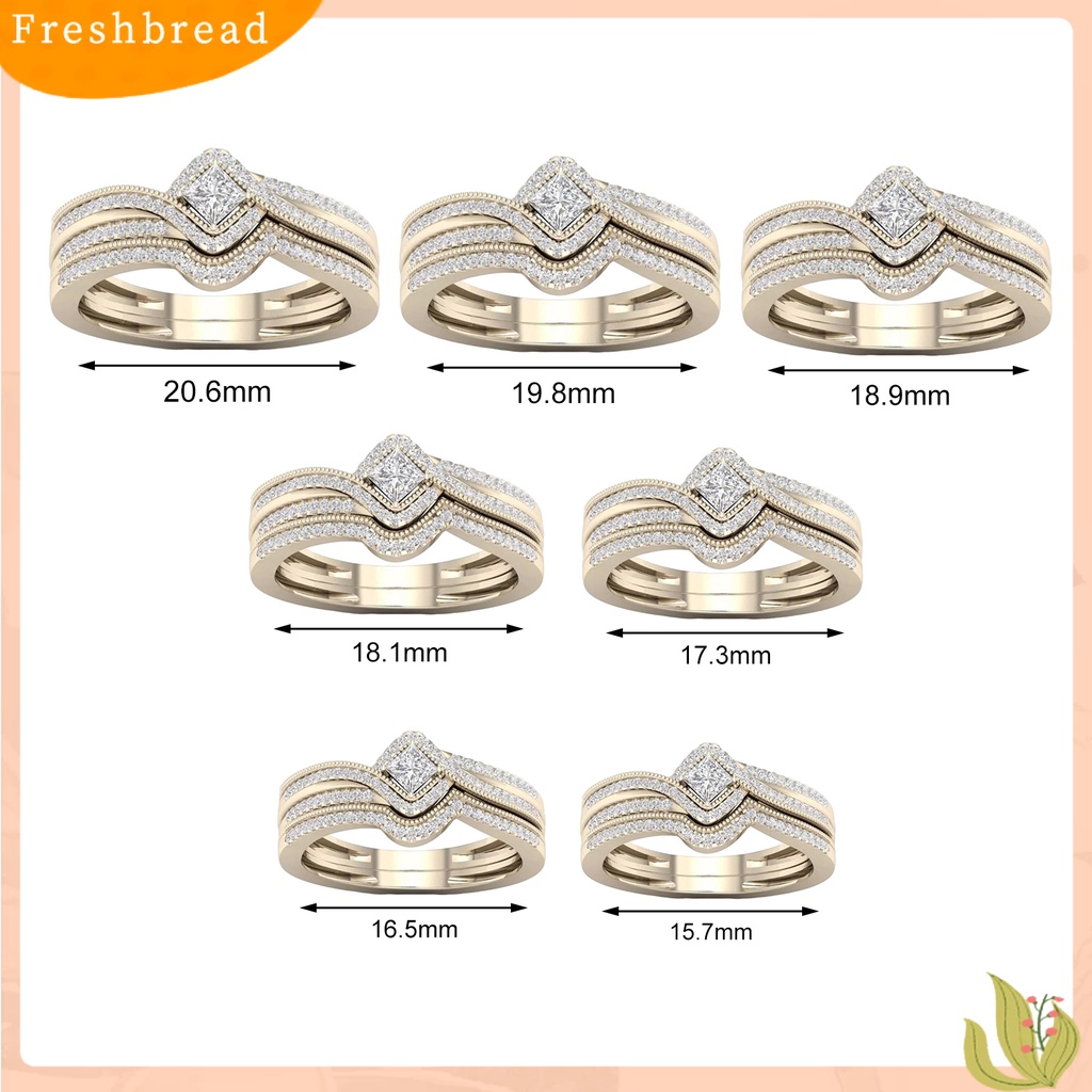 &lt; Freshbread &gt; Wanita Cincin Faux Kristal Bertatahkan Geometris Logam Cincin Elegan Dekorasi Mengkilap Lingering Cubic Zirconia Cincin Indah Perhiasan Hadiah Untuk Pertunangan