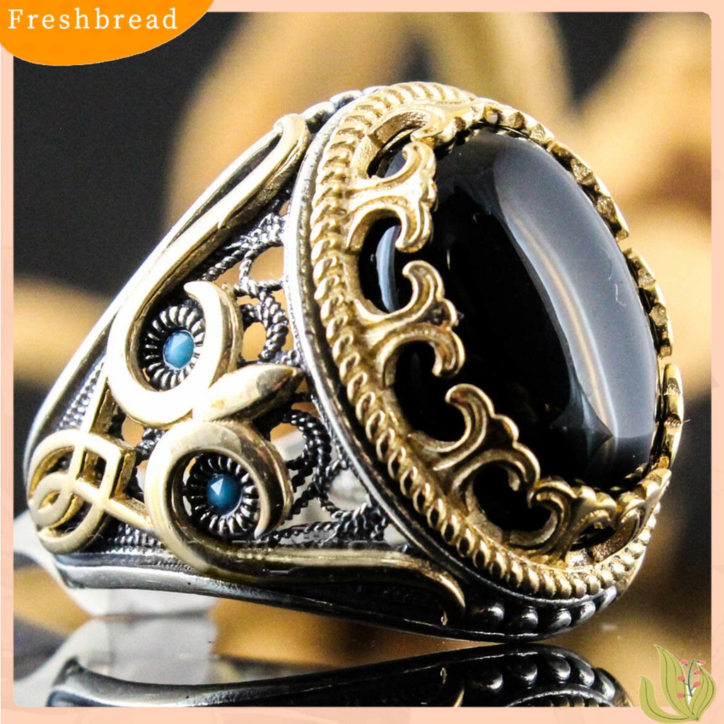 &lt; Freshbread &gt; Pria Cincin Pola Kuno Vintage Logam Ukiran Pesta Trendi Punk Zirkon Cincin Perhiasan Pernikahan