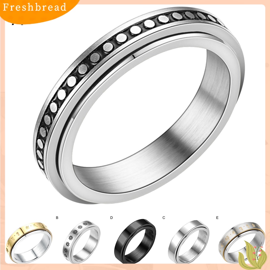 &lt; Freshbread &gt; Cincin Unisex Geometris Artistik Titanium Steel Cincin Jari Luar Yang Dapat Diputar Untuk Pesta