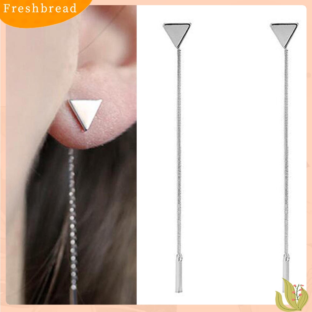 &lt; Freshbread &gt; Wanita Fashion Geometris Segitiga Stud Anting Rumbai Panjang Pesta Perhiasan Hadiah