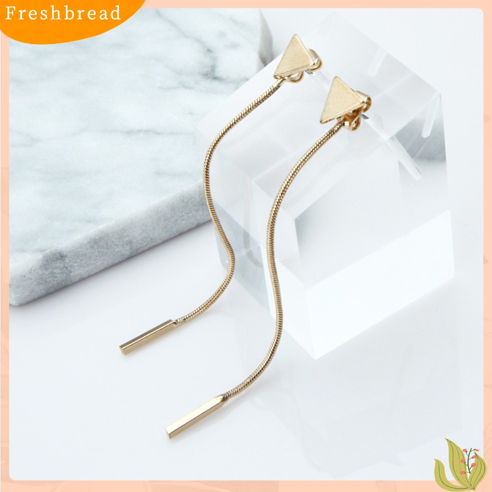 &lt; Freshbread &gt; Wanita Fashion Geometris Segitiga Stud Anting Rumbai Panjang Pesta Perhiasan Hadiah