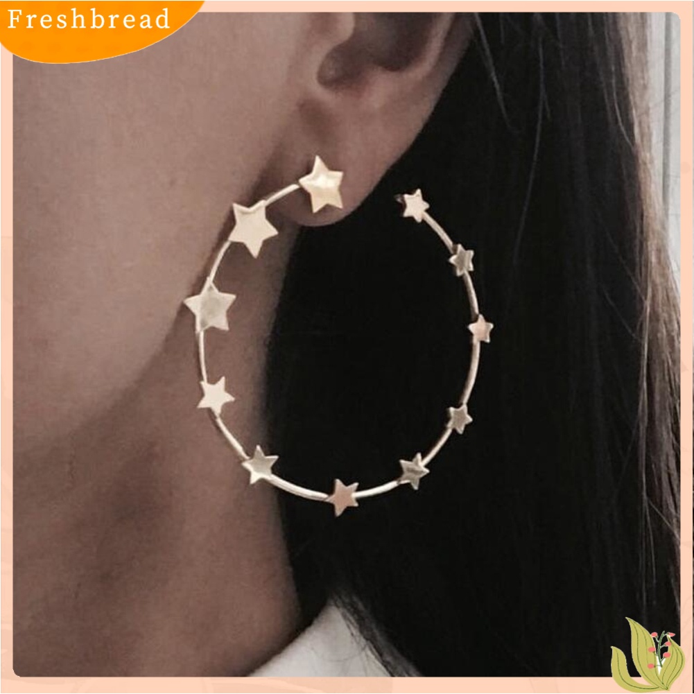 < Freshbread > Fashion Wanita Terbuka Bintang Besar Lingkaran Liontin Anting Hoop Pesta Liburan Perhiasan
