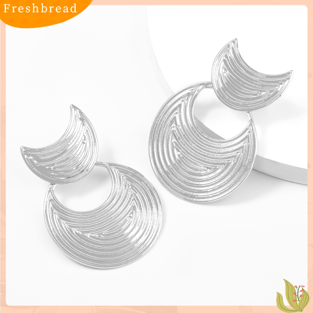 &lt; Freshbread &gt; Anting Bentuk Bulan Tahan Jatuh Berlebihan Fashion Anting Busur Geometris Sederhana Untuk Pesta