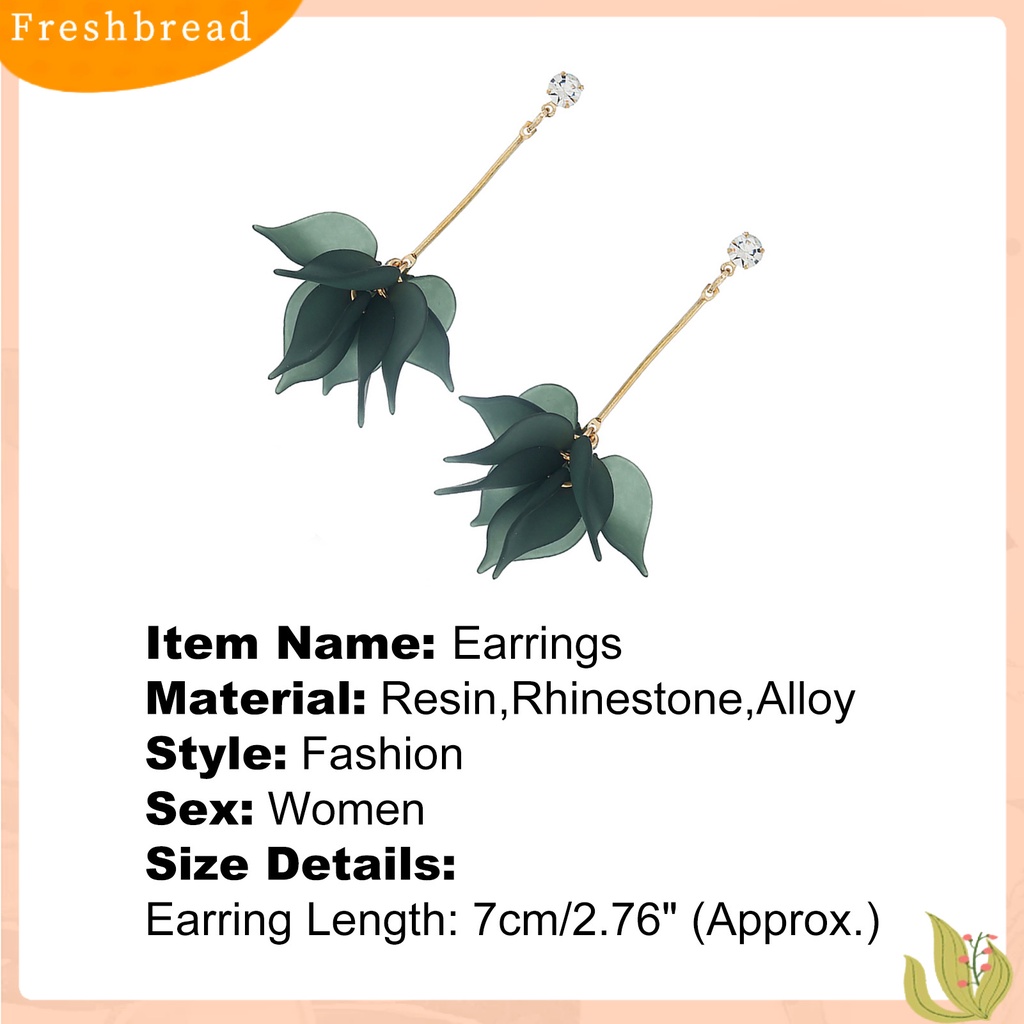 &lt; Freshbread &gt; 1pasang Drop Earrings Kelopak Bunga Liontin Telinga Dekorasi Alloy Wanita Anting Menjuntai Panjang Untuk Pesta Ulang Tahun