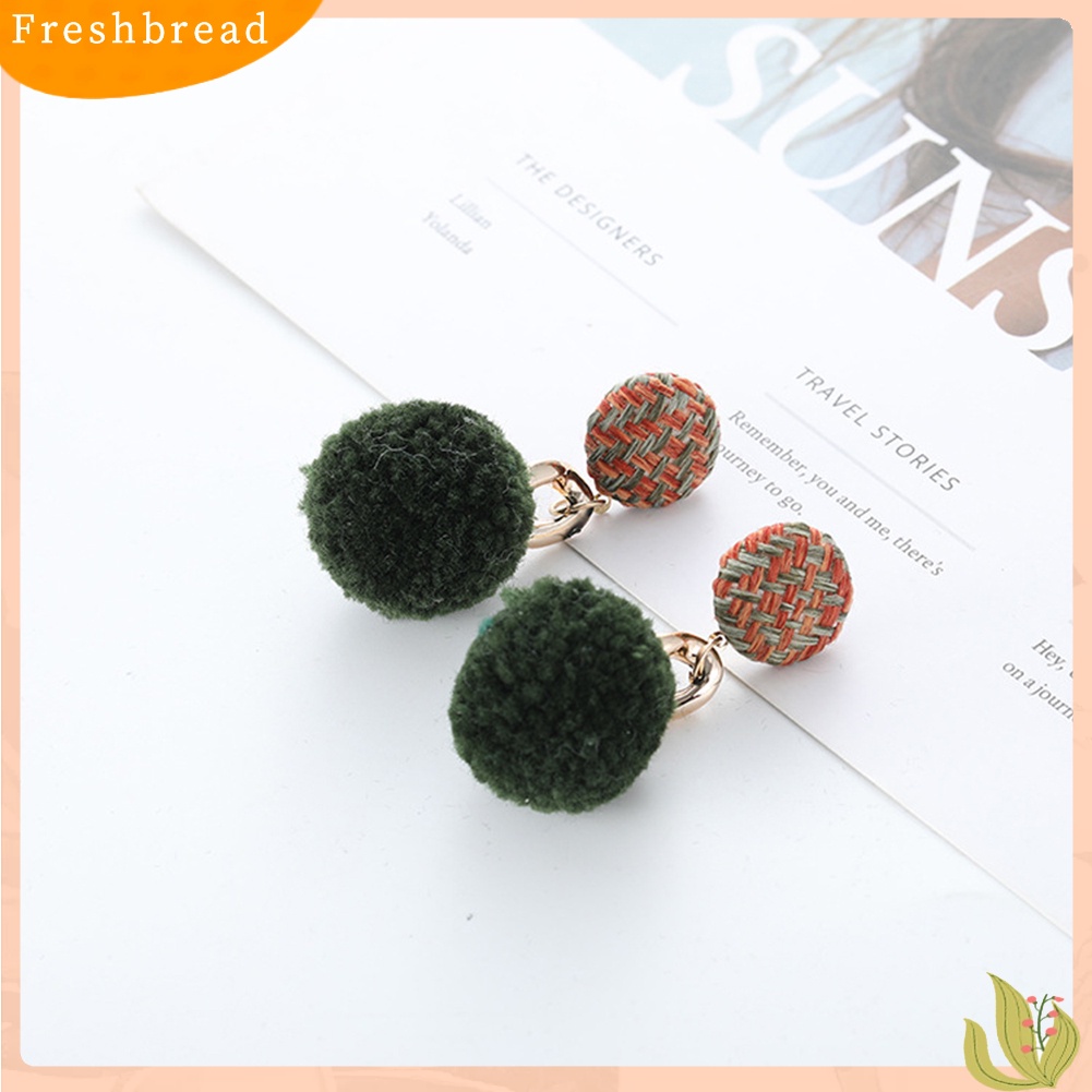 &lt; Freshbread &gt; Musim Dingin Wanita Manis Pompom Menjuntai Drop Ear Stud Earrings Perhiasan Hadiah Teman