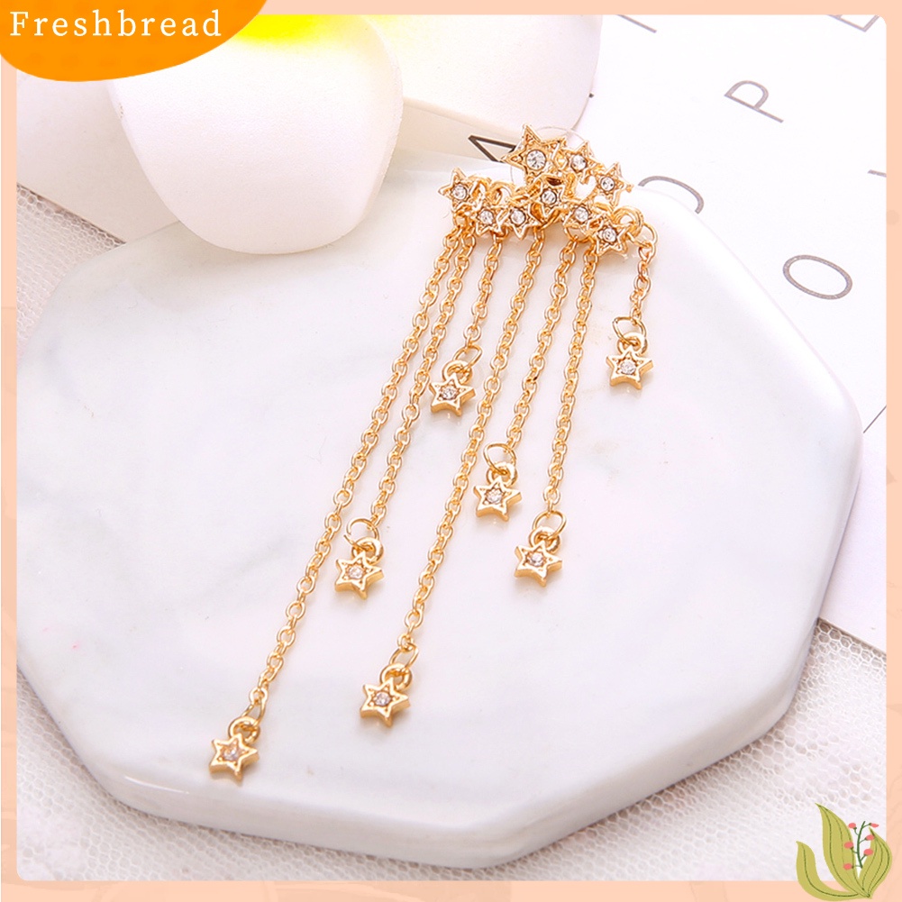 &lt; Freshbread &gt; 1Pc Wanita Multi-Rantai Berlian Imitasi Bintang Liontin Telinga Jaket Pesta Pernikahan Anting