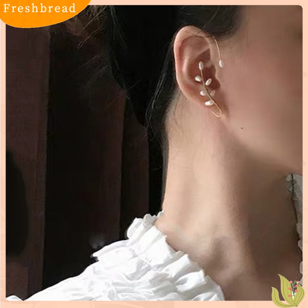 &lt; Freshbread &gt; 1Pc Klip Anting Berlian Imitasi Melengkung Bentuk Bunga Wanita Mutiara Imitasi Semua Pertandingan Telinga Manset Perhiasan Aksesoris