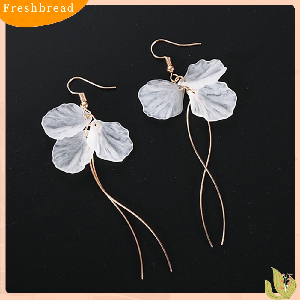 &lt; Freshbread &gt; Anting Kait Fashion Anting Desain Menjuntai Panjang Bentuk Kelopak Elegan Untuk Wanita