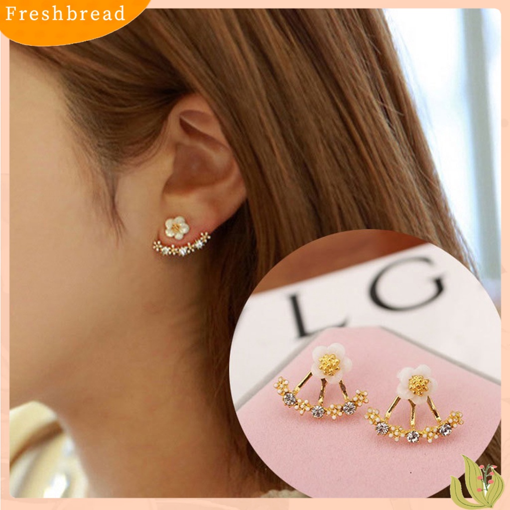 &lt; Freshbread &gt; 1pasang Anting Pejantan Kristal Imitasi Mewah Glitter Gaya Korea Fashion Krisan Hias Berlian Imitasi Earrings Perhiasan Aksesori