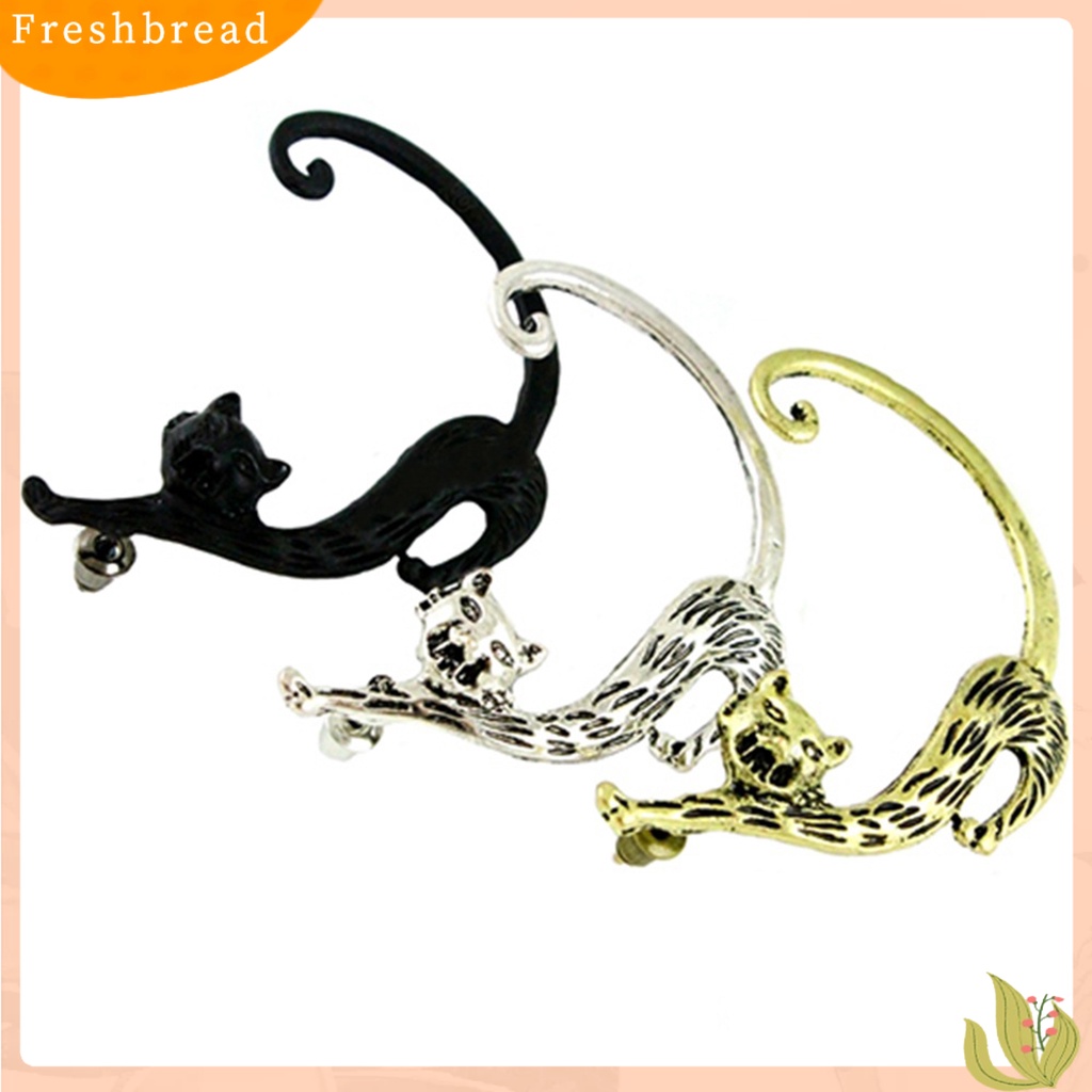 &lt; Freshbread &gt; Vintage Enchanting Kitten Ear Hook Earrings Aksesoris Perhiasan Ekor Kucing Stereo