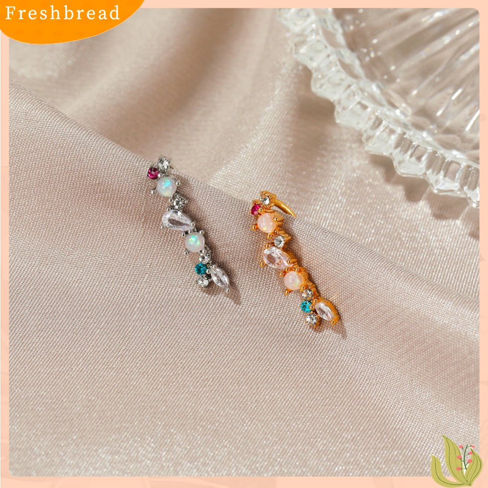 &lt; Freshbread &gt; 1Pc Wanita Elegan Cubic Zirconia Mutiara Imitasi Bersinar Telinga Manset Anting Perhiasan