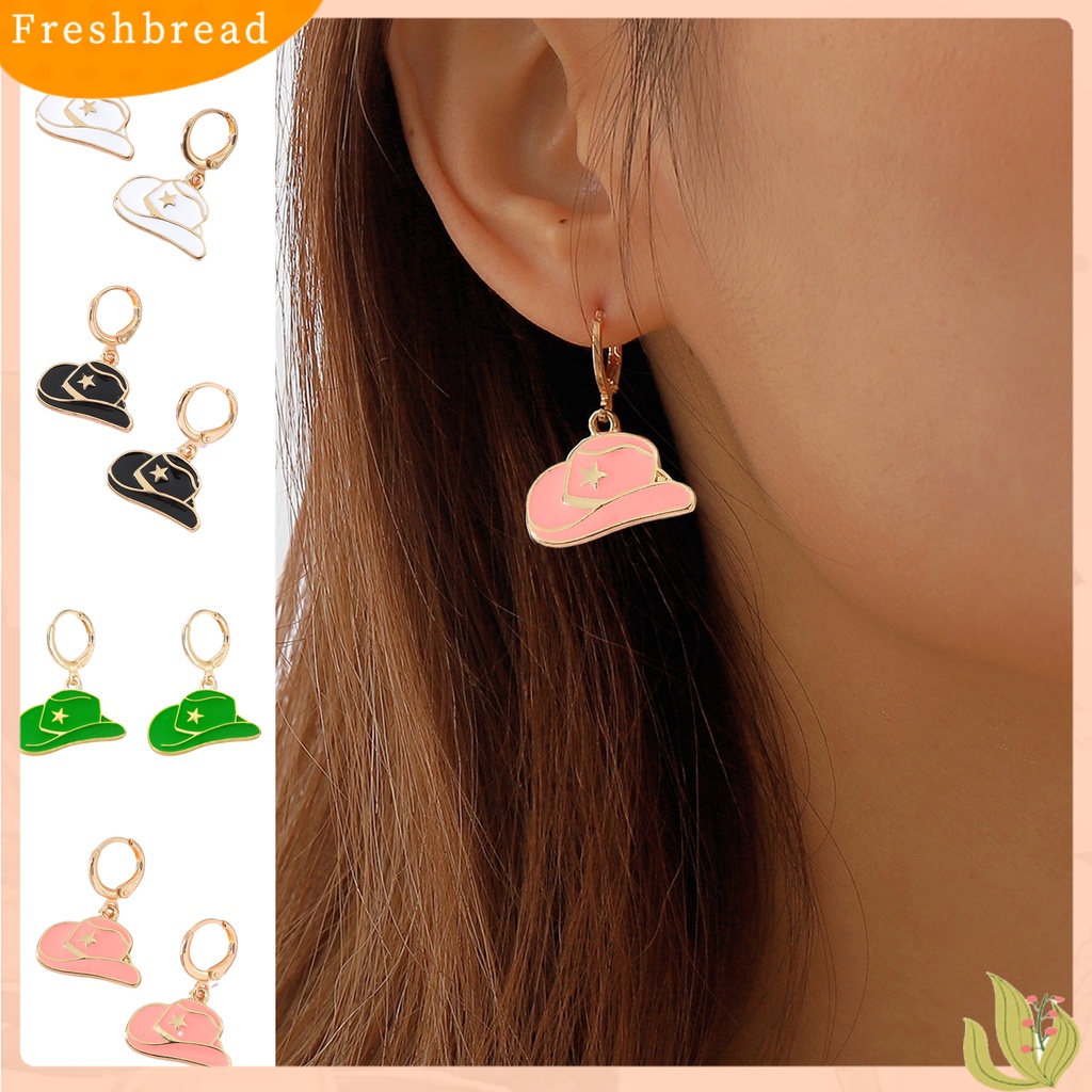 &lt; Freshbread &gt; 1pasang Menjuntai Anting Tren Baru Kepribadian Keren Modern Lucu Menjatuhkan Minyak Topi Koboi Drop Earrings Perhiasan Fashion