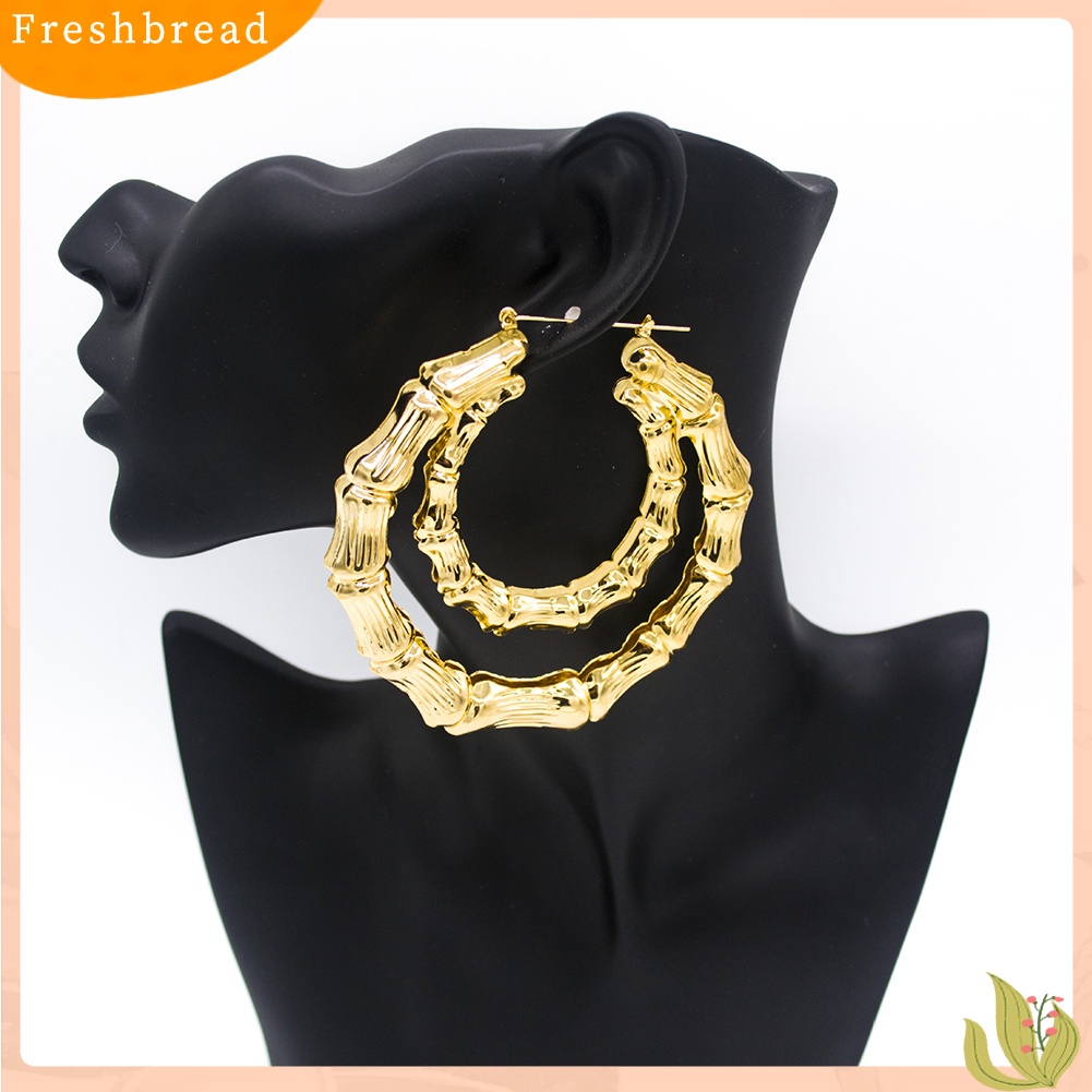 &lt; Freshbread &gt; Fashion Wanita Bambu Bersama Segitiga Jantung Anting Pesta Pernyataan Perhiasan Hadiah