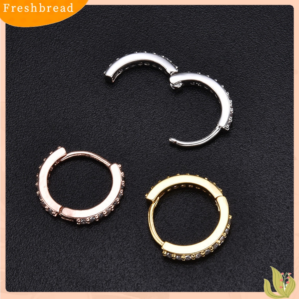 &lt; Freshbread &gt; Anting Wanita Berlian Imitasi Simple Mini Piercing Hoop Studs Earlobe Tragus Lingkaran Untuk Perempuan