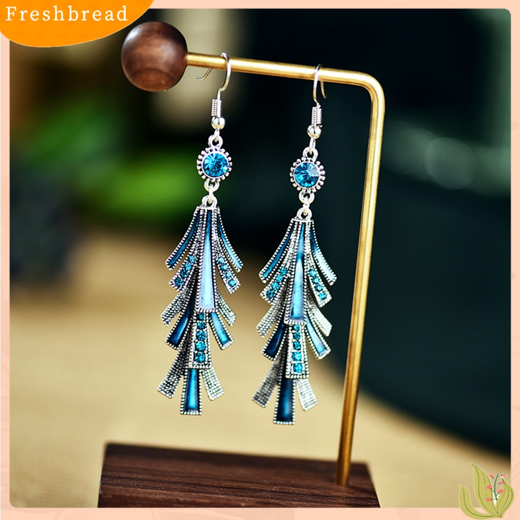 &lt; Freshbread &gt; 1pasang Anting Wanita Bahan Alloy Rumbai Gaya Cina Anting Menjuntai Tahan Lama Untuk Prom