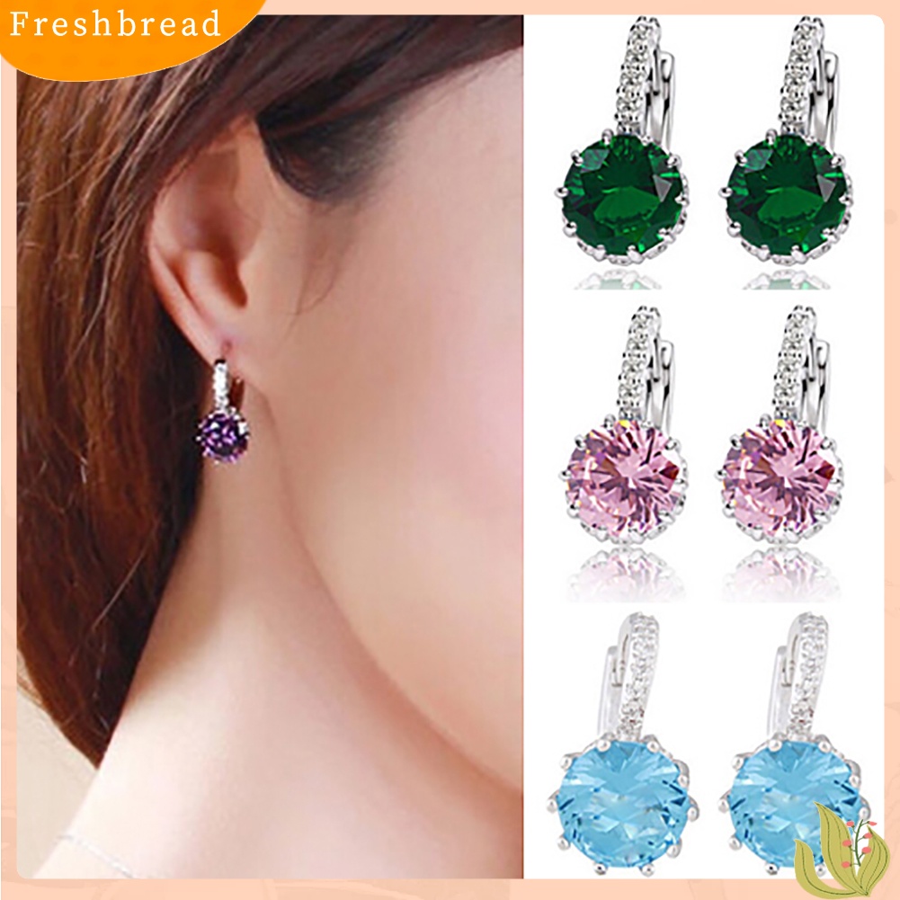 &lt; Freshbread &gt; Wanita Fashion Berlapis Emas 9K Zirkon Berlian Imitasi Huggie Earrings Perhiasan Hadiah