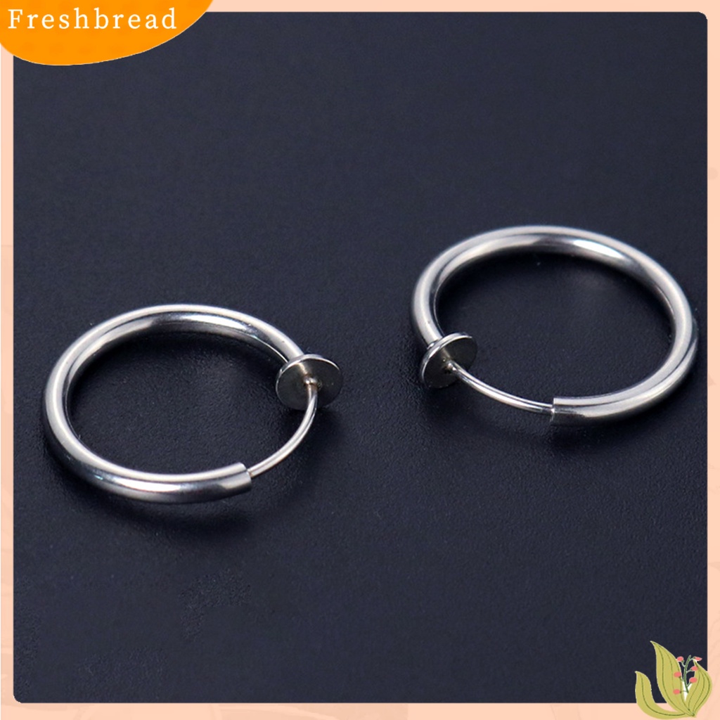 &lt; Freshbread &gt; 1Pc Unisex Keren Anting Bulat Non Tindik Telinga Hoop Earring Clip Untuk Pakaian Sehari-Hari